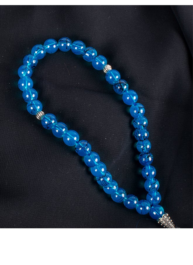 The Black Pearl Accessories Blue Alabaster Stone Prayer Bead of 33 Beads  - Image 4