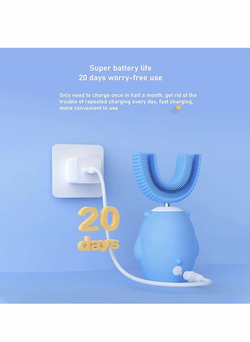 Generic - 360° Kids U-shaped Auto Toothbrush, Children Auto Brush,  U-shape Ultrasonic Toothbrush with 6 Modes, Whole Mouth Baby Toothbrush, U Shaped Toothbrush of Cleaning for Kids 2-8 Year - Image 1