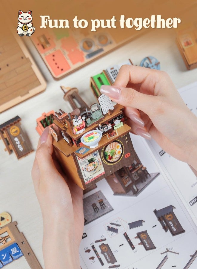 CuteBee مجموعة كيوت بي لركن الكتب - مجموعة منزل مصغر افعلها بنفسك للبالغين والمراهقين، ديكور رف الكتب لمنزل ياباني صغير، لغز خشبي ثلاثي الأبعاد، هدايا للعائلة والأصدقاء (موريطا-يا) - Image 5