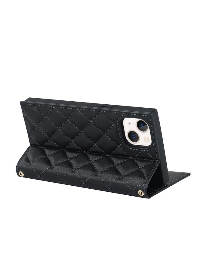 Zaboon Case For iPhone 13 mini Grid Texture Lanyard Zipper Leather Phone Case - Image 5