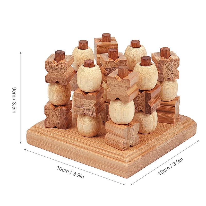 Wooden 3D XO Chess Set Travel Games Entertainment Educational Toys for Kids Adult Family Tabletop Board Game Family Game Wood Strategy Board Game - Image 2