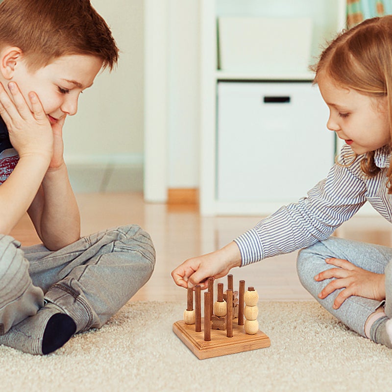 Wooden 3D XO Chess Set Travel Games Entertainment Educational Toys for Kids Adult Family Tabletop Board Game Family Game Wood Strategy Board Game - Image 4