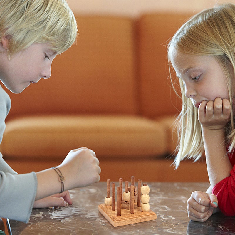 Wooden 3D XO Chess Set Travel Games Entertainment Educational Toys for Kids Adult Family Tabletop Board Game Family Game Wood Strategy Board Game - Image 5