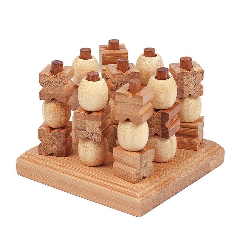 Wooden 3D XO Chess Set Travel Games Entertainment Educational Toys for Kids Adult Family Tabletop Board Game Family Game Wood Strategy Board Game - Image 1
