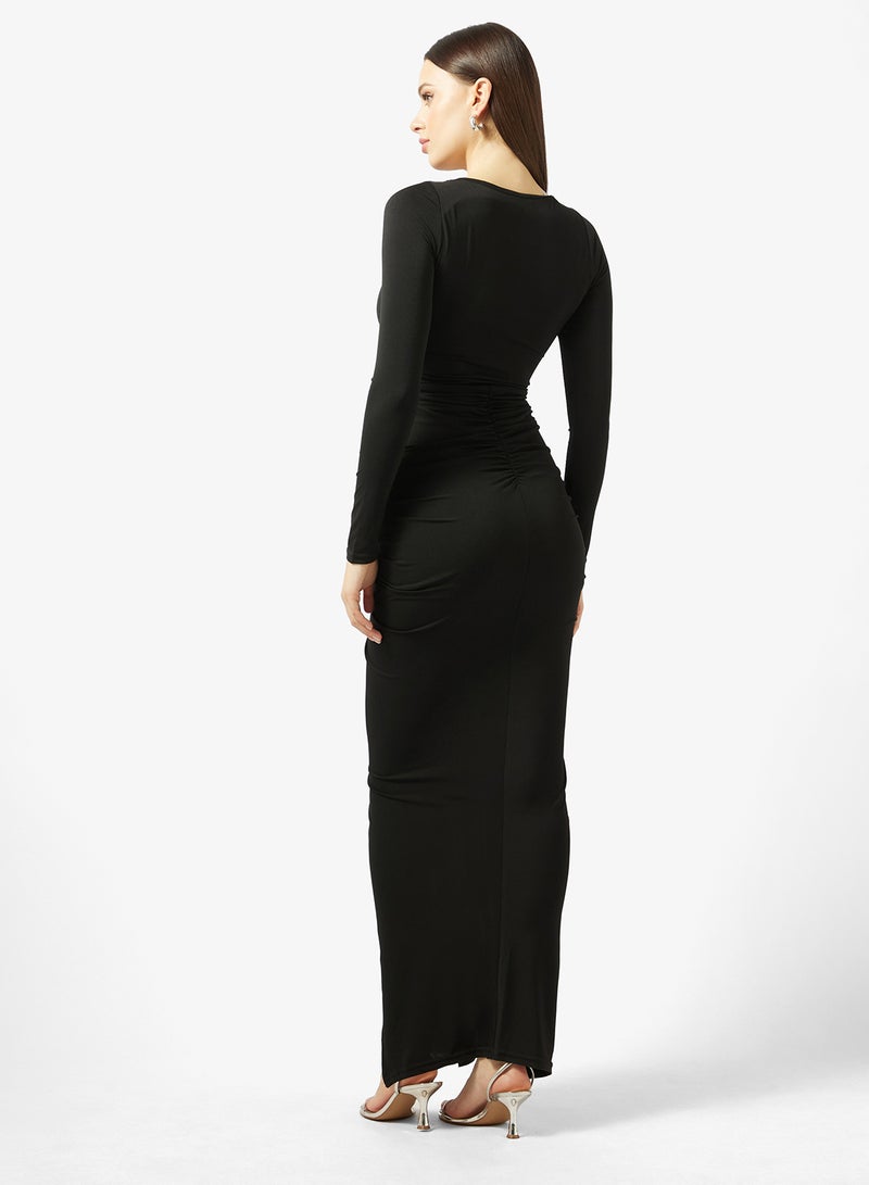 تي اف ان سي فستان ماكسي بأكمام طويلة وفتحة جانبية مكشكش - Image 2