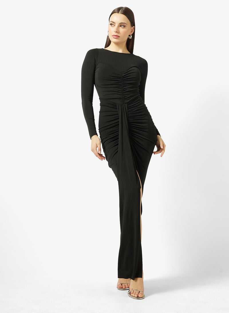 تي اف ان سي فستان ماكسي بأكمام طويلة وفتحة جانبية مكشكش - Image 1