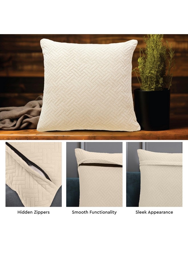 Encasa XO أغطية وسائد إنكاسا XO 40X40 سم مجموعة من 2 | أغطية وسائد من المخمل الملون | فقط الأغطية بدون حشوة | قماش مبطن من الجانبين | بيج | أغطية وسائد زخرفية للمنزل، 150 TC - Image 2