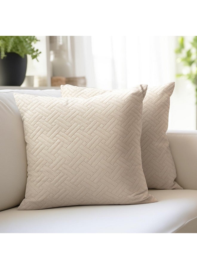 Encasa XO أغطية وسائد إنكاسا XO 40X40 سم مجموعة من 2 | أغطية وسائد من المخمل الملون | فقط الأغطية بدون حشوة | قماش مبطن من الجانبين | بيج | أغطية وسائد زخرفية للمنزل، 150 TC - Image 1