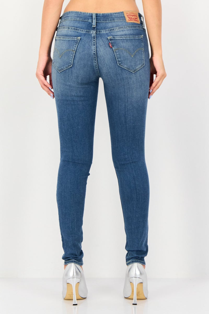 Levi's Women Skinny Fit Washed Stretchable 711 Jeans, Blue - Image 4