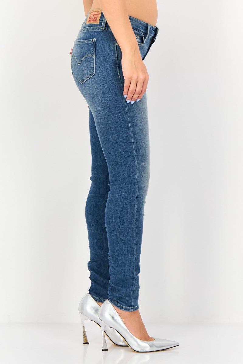 Levi's Women Skinny Fit Washed Stretchable 711 Jeans, Blue - Image 2