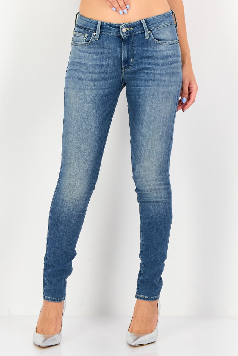 Levi's Women Skinny Fit Washed Stretchable 711 Jeans, Blue - Image 1