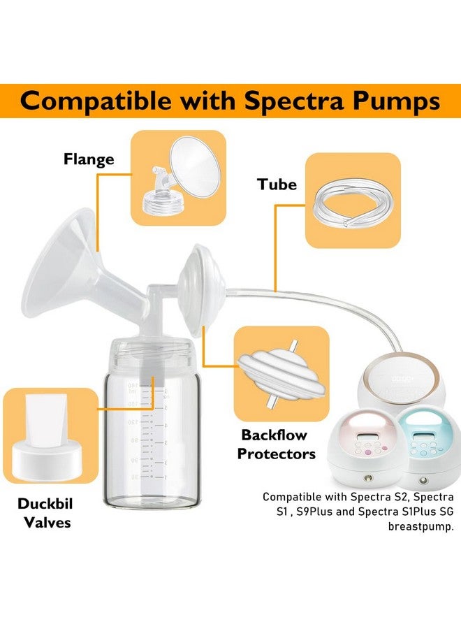 IVARONAL 10pcs Pump Parts Set, 2pc Backflow Protector 2pcs Tubing 2pcs Membrane and 4pcs Duckbill Valves, Replacement Breast Pump Parts for Spectra S1/S2/9 Plus - Image 1