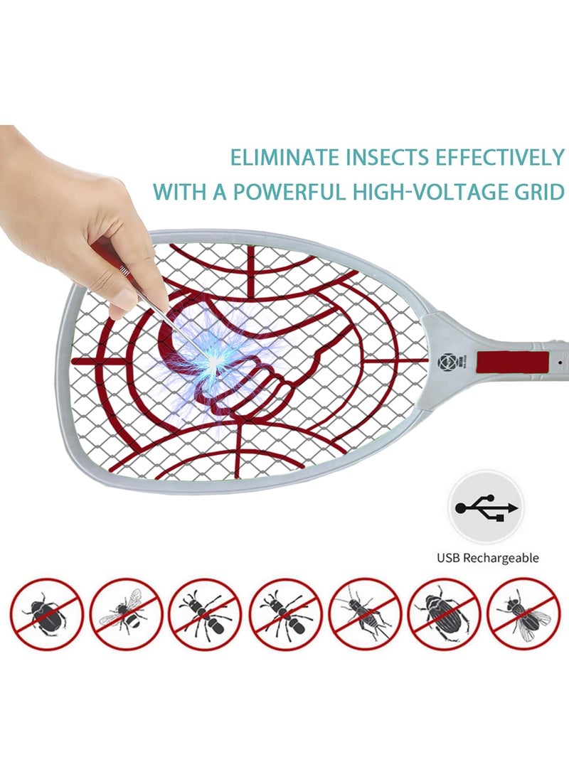 HOME 4 YOU Bug Zapper Racket, Electric Fly Swatter with 3 Layers of Safety Net, Instant Fly Swatter, Rechargeable Racket, Fly Killer for Indoor, Kitchen, Home, Garden and Outdoor,Red.  - Image 2
