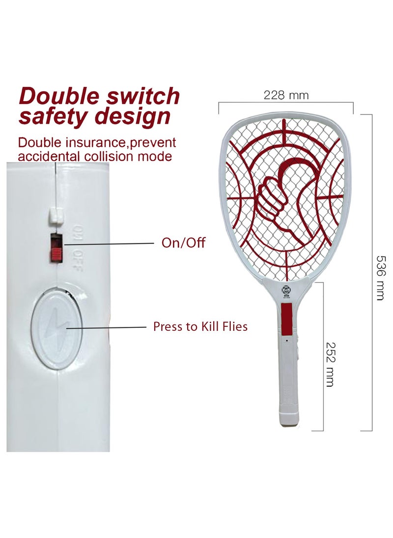 HOME 4 YOU Bug Zapper Racket, Electric Fly Swatter with 3 Layers of Safety Net, Instant Fly Swatter, Rechargeable Racket, Fly Killer for Indoor, Kitchen, Home, Garden and Outdoor,Red.  - Image 5