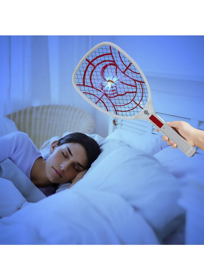HOME 4 YOU Bug Zapper Racket, Electric Fly Swatter with 3 Layers of Safety Net, Instant Fly Swatter, Rechargeable Racket, Fly Killer for Indoor, Kitchen, Home, Garden and Outdoor,Red.  - Image 4