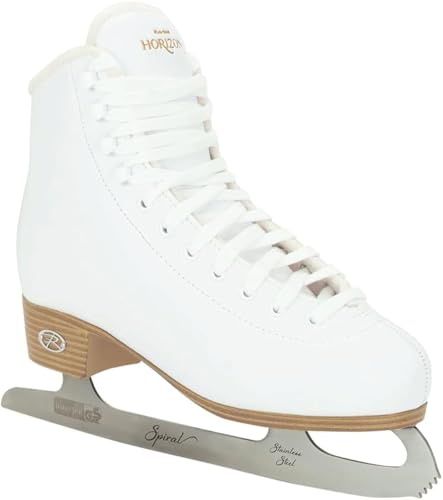 Riedell Horizon Junior Kids Ice Skates for Girls and Boys - Supportive Uppers with Plush Padded Lining, Smooth Stainless Steel Blades, and PVC Soles - White - 3 JR - Image 1