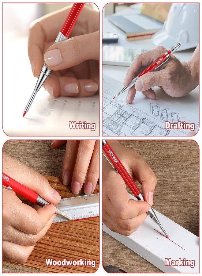 مجموعة أقلام الرصاص الميكانيكية للنجار من إينهون، مقاس 2 مم، مع 12 قلم تحديد بديل ومبراة، وأداة تحديد النجارة، وقلم رصاص عميق صلب للبناء، وطرف إبرة ممتد للاستخدام في الأعمال (أسود، أحمر) - Image 3