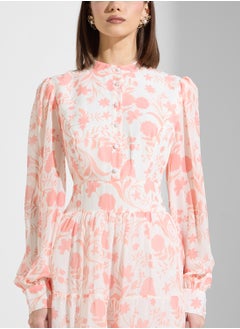 True Decadence Floral Puff Sleeve Maxi Dress  - Image 3