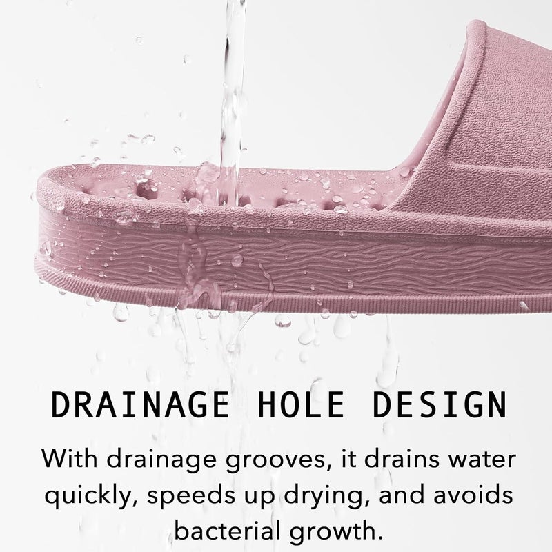 GETOEU Shower Shoes for Women and Men with Drain Holes Massage Slide Sandals Soft Cushioned Anti-Slip Pool Slides Comfort Thick Soled Gym Shower Shoes Quick Drying Bathroom Spa Slippers - Image 3