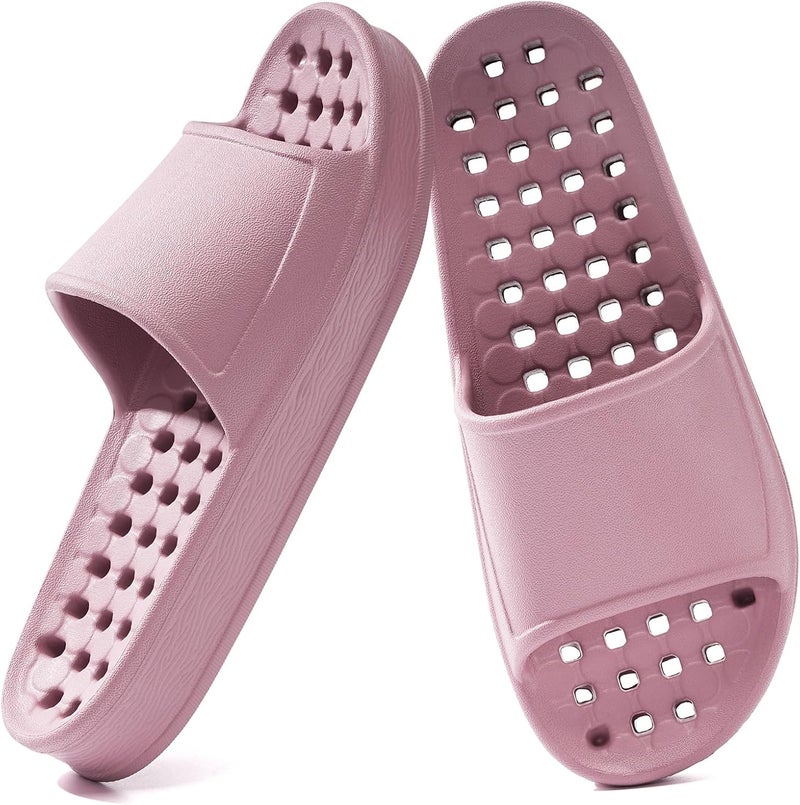 GETOEU Shower Shoes for Women and Men with Drain Holes Massage Slide Sandals Soft Cushioned Anti-Slip Pool Slides Comfort Thick Soled Gym Shower Shoes Quick Drying Bathroom Spa Slippers - Image 1