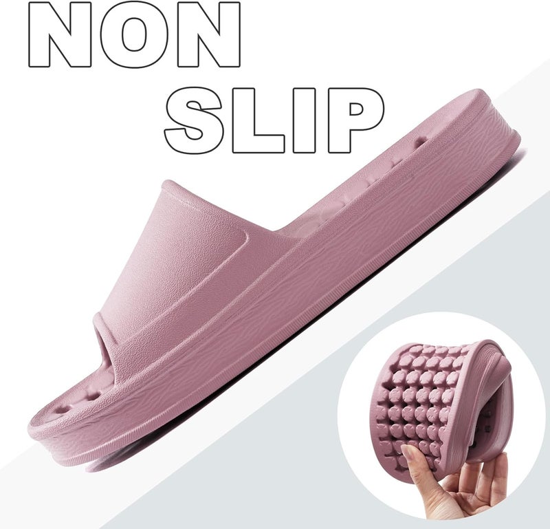 GETOEU Shower Shoes for Women and Men with Drain Holes Massage Slide Sandals Soft Cushioned Anti-Slip Pool Slides Comfort Thick Soled Gym Shower Shoes Quick Drying Bathroom Spa Slippers - Image 4