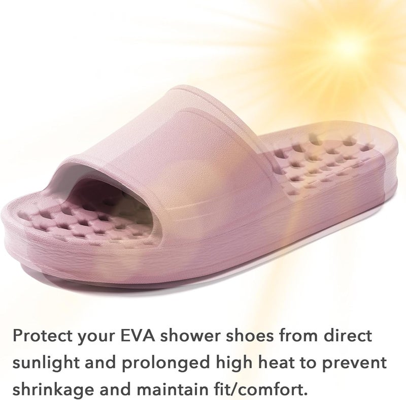 GETOEU Shower Shoes for Women and Men with Drain Holes Massage Slide Sandals Soft Cushioned Anti-Slip Pool Slides Comfort Thick Soled Gym Shower Shoes Quick Drying Bathroom Spa Slippers - Image 5