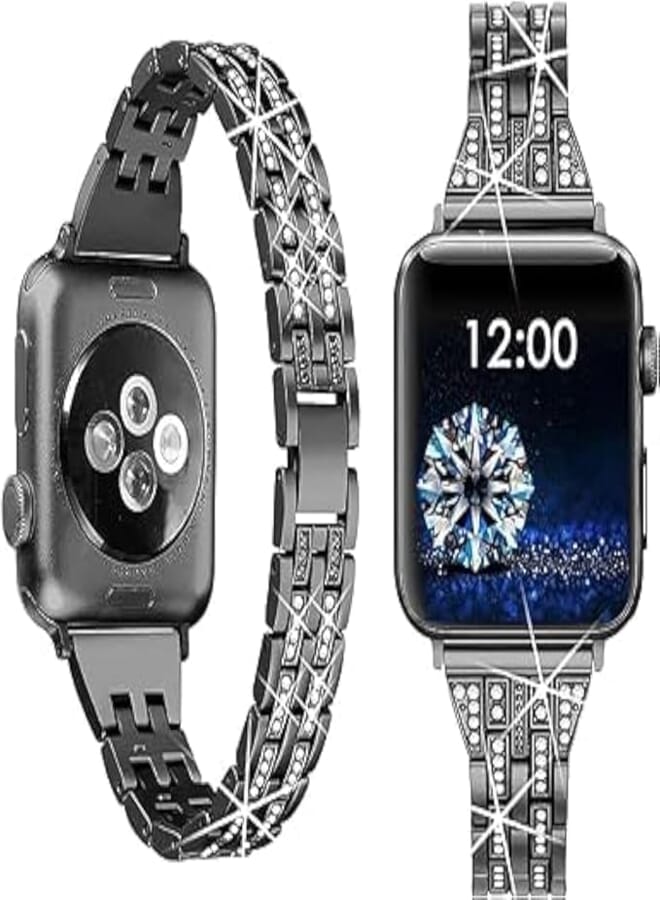 Next Next Store Stainless Steel Metal Watch Band Compatible with iWatch Band (42mm 44mm 45mm 49mm) mm iWatch Strap Metal Jewelry Rhinestone Diamond Women