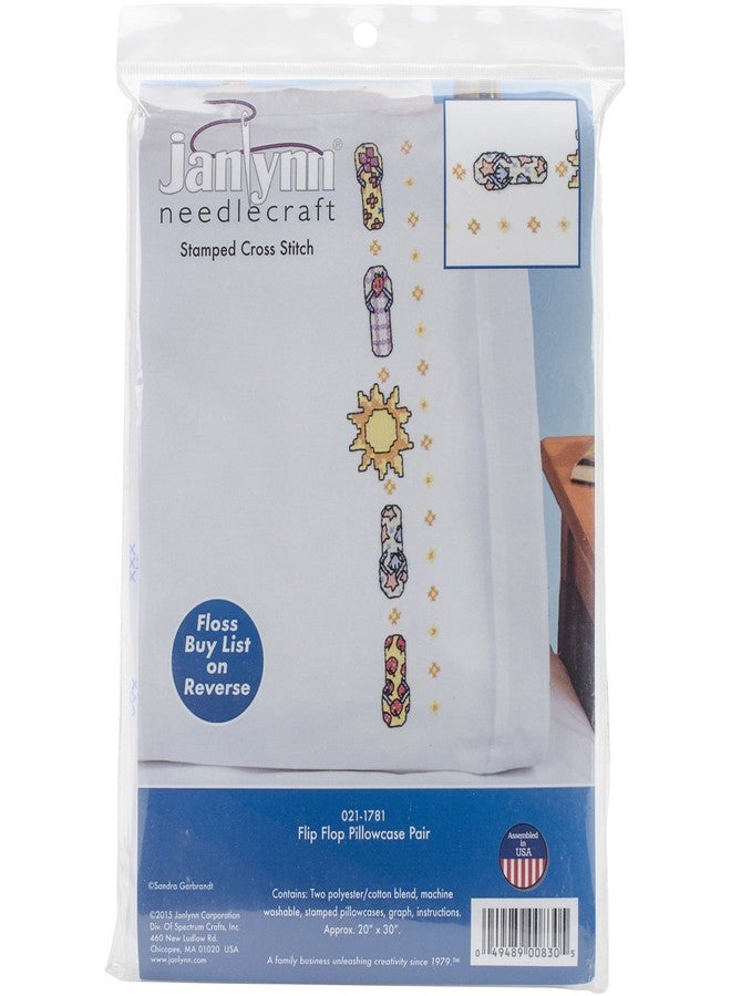 Flip Flop Pillowcase Stamped for Embroidery Kit