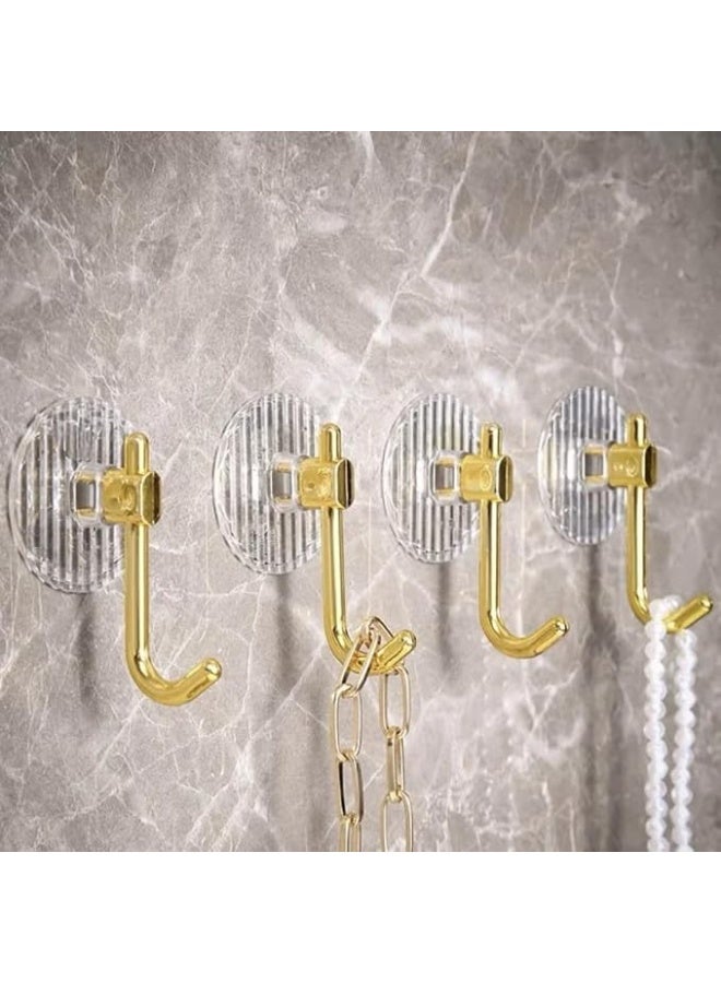 4 Pieces Self Adhesive Wall Hooks Heavy Duty Transparent Towel Hooks Waterproof Seamless Hanging Hooks For Kitchen Bathroom Bedroom Office Keys Towels Bags Robes Home Organizer Storage - Image 3