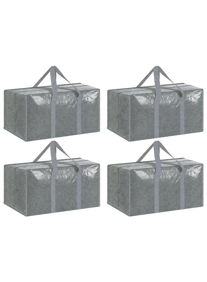DUNISO 4 Pack Moving Bags, Storage Bags with Strong Zipper & Comfortable Handles, Foldable Clothes Storage Bags, Waterproof and Dustproof，Sturdy and Durable，for Bedding, Duvet, Comforter，Pillow，Toys，73*35*37cm，Grey - Image 1