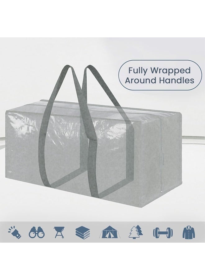 DUNISO 4 Pack Moving Bags, Storage Bags with Strong Zipper & Comfortable Handles, Foldable Clothes Storage Bags, Waterproof and Dustproof，Sturdy and Durable，for Bedding, Duvet, Comforter，Pillow，Toys，73*35*37cm，Grey - Image 4