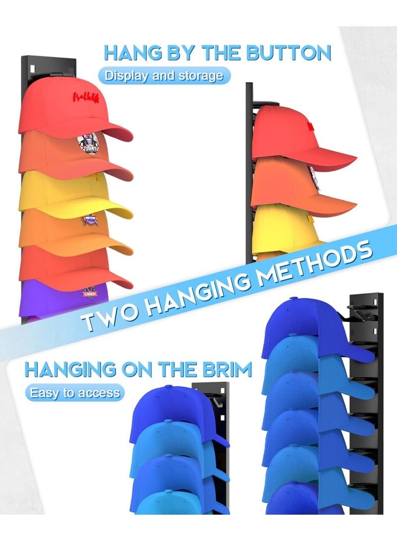 Meetion 1 Pack Hat Organizer for Baseball Caps, Strong Adhesive Hat Rack for Wall, Multilayer Hat Storage Display Holder, Wall Mounted Hat Hooks Hold up to 9 Hats for Closet Door and Bedroom (Black)  - Image 4