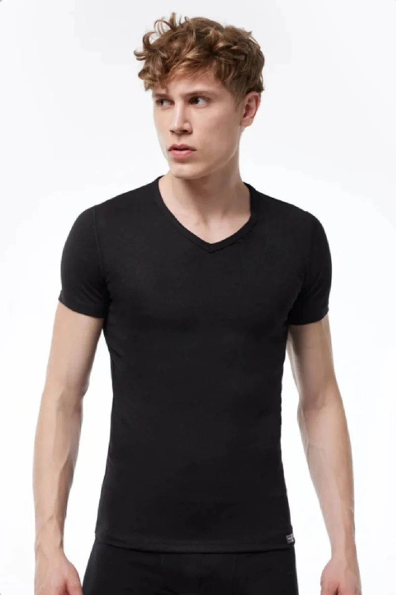 مالابادي 607 Men's Thermal V-Neck Short Sleeve Underwear