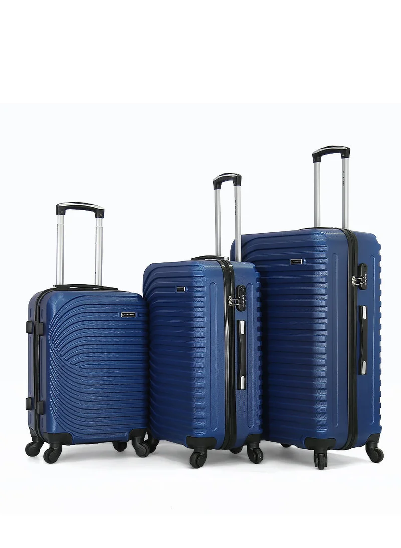 جيوردانو 3-Piece ABS Hardside Spinner Iron Rod Luggage Trolley Set With TSA Lock 20/24/28 Inch lLue