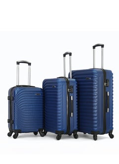 GIORDANO 3-Piece ABS Hardside Spinner Iron Rod Luggage Trolley Set With TSA Lock 20/24/28 Inch lLue  - Image 1