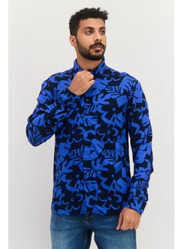 Jules Men Regular Fit Allover Printed Long Sleeves Theo Casual Shirt, Navy  - Image 1