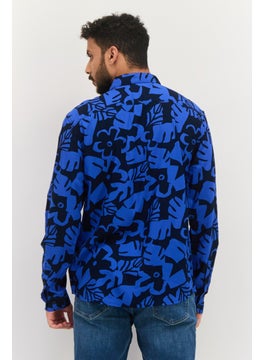 Jules Men Regular Fit Allover Printed Long Sleeves Theo Casual Shirt, Navy  - Image 3