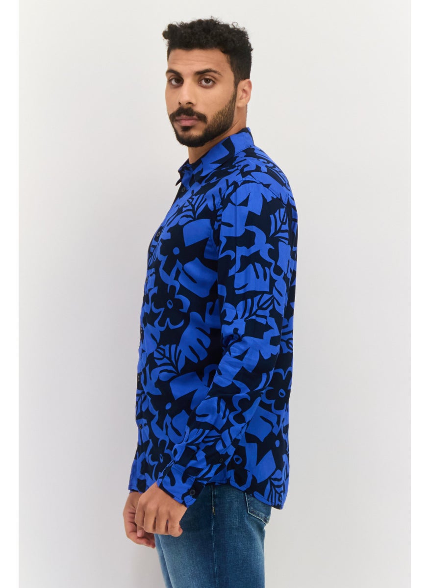 Jules Men Regular Fit Allover Printed Long Sleeves Theo Casual Shirt, Navy  - Image 2