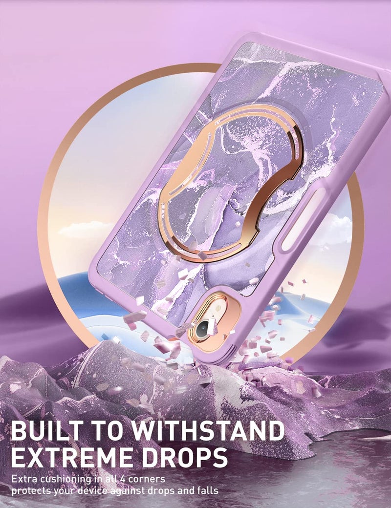 Clayco Nebula Case for iPad mini 6 (2021) with [Built-in Screen Protector] [Kickstand] [Pencil Holder], Full Body Slim Protective Case Support Pencil Charging for iPad mini 8.3 6th Generation-Purple - Image 3