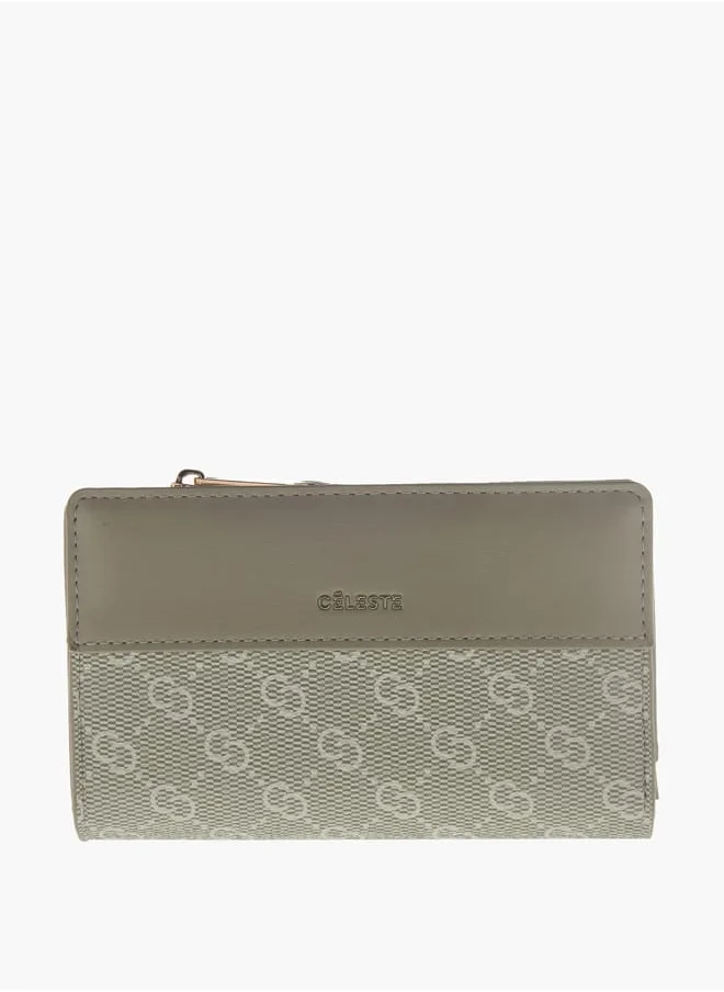 Celeste Women's Monogram Print Bi-Fold Wallet With Magnetic Closure