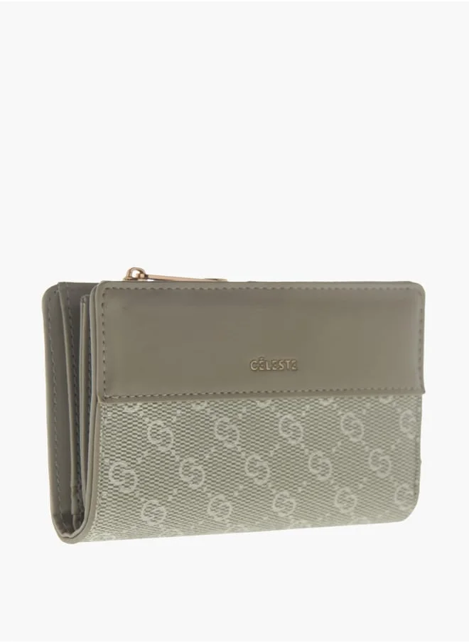 Celeste Women's Monogram Print Bi-Fold Wallet With Magnetic Closure
