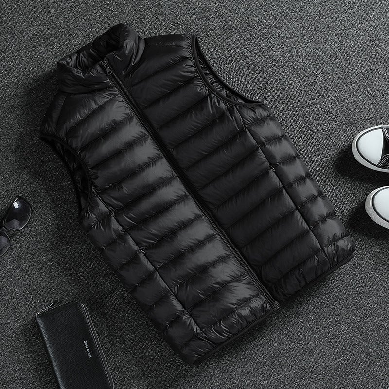 Clearance Tail Single Brand Down Cotton-padded Jacket Vest Mens Autumn and Winter Warm Loose plus size Vertical Collar Outer Wear Work Jacket wine red [cotton jacket]] - Image 2