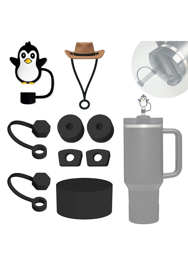 Muyixin Stanley Cup Accessories Set for 30oz-40oz Tumbler, Including 4 Straw Lid caps, 2 Square Spill Plugs, 2 Round Cup Lid Spill Plugs and 1 Silicone Sleeves  - Image 1