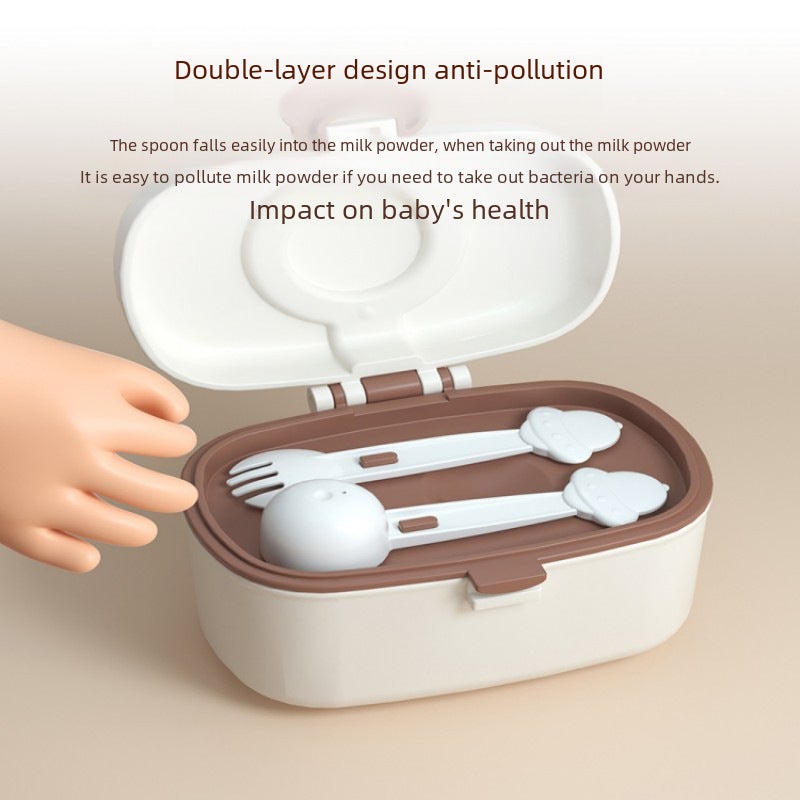 Bear Milk Powder Box Portable Outgoing Baby Rice Powder Box Snacks Sub-pack Storage Tank Sealed Moisture-proof Waterproof(Tall bear pink) - Image 3