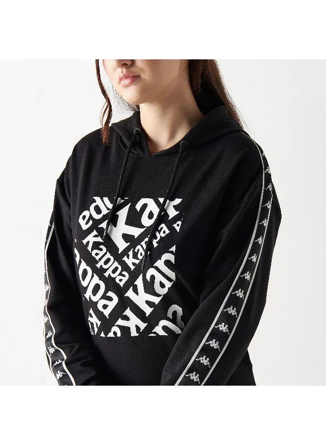 Kappa Kappa Logo Tape Detail Hoodie with Long Sleeves