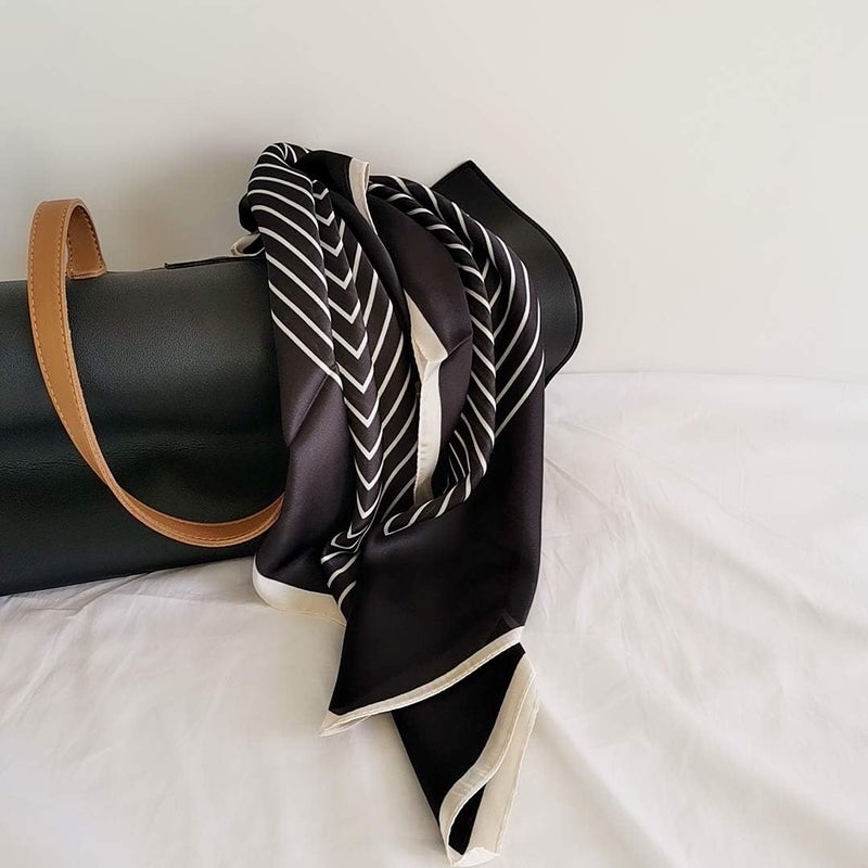 FONYVE Silk Feeling Scarf Medium Square Satin Head Scarf for Women 27.5 × 27.5 inches - Image 3