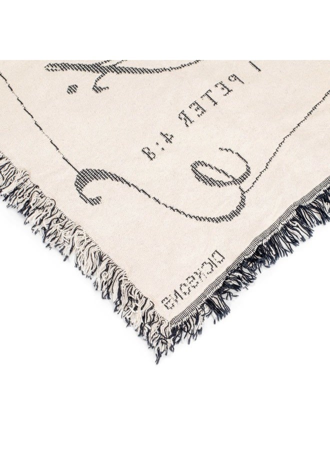 Dicksons Mr. and Mrs. 1 Peter 4:8 Black and White 52 x 68 All Cotton Tapestry Throw Blanket - Image 4