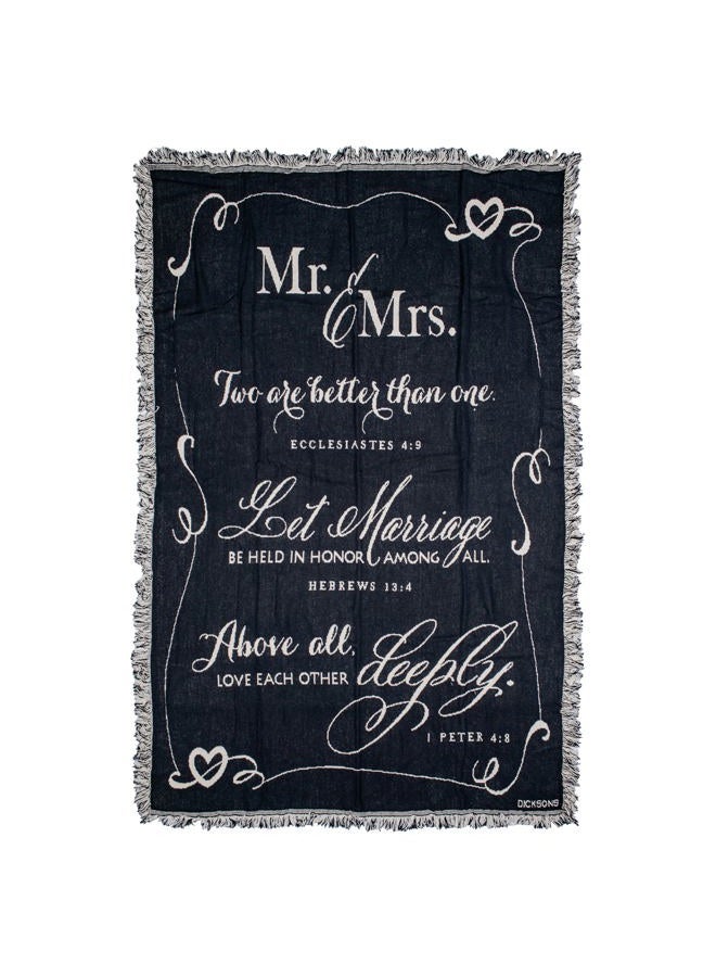 Dicksons Mr. and Mrs. 1 Peter 4:8 Black and White 52 x 68 All Cotton Tapestry Throw Blanket - Image 1