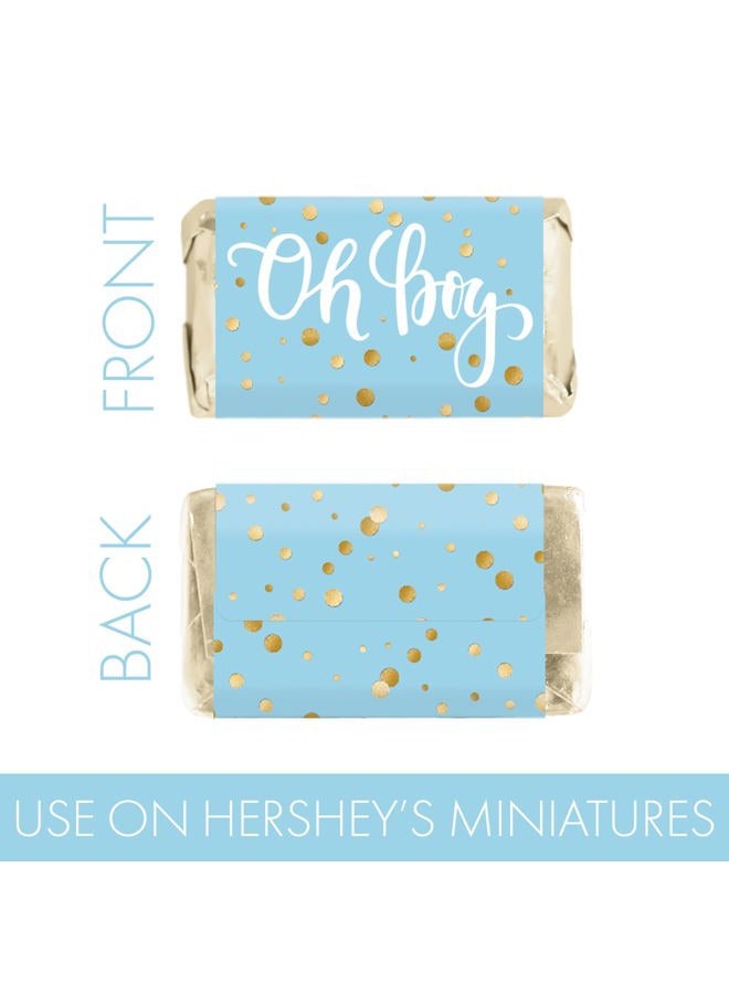 DISTINCTIVS Blue and Gold It's a Boy Baby Shower Mini Candy Bar Wrappers - 45 Stickers - Image 3