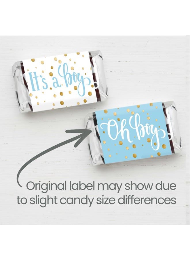 DISTINCTIVS Blue and Gold It's a Boy Baby Shower Mini Candy Bar Wrappers - 45 Stickers - Image 4